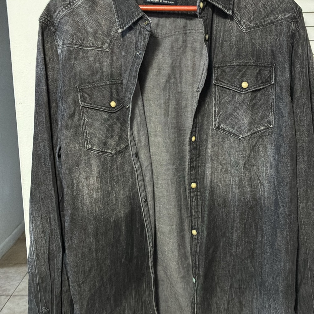 Men's Washed Black Western Shirt - Classic Button-Up